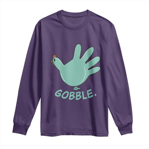 Thanksgiving Nurse Turkey Long Sleeve Shirt Turkey Glove Cute Thanksgiving Thankful Nurse Medical Assistant TS10 Purple Print Your Wear