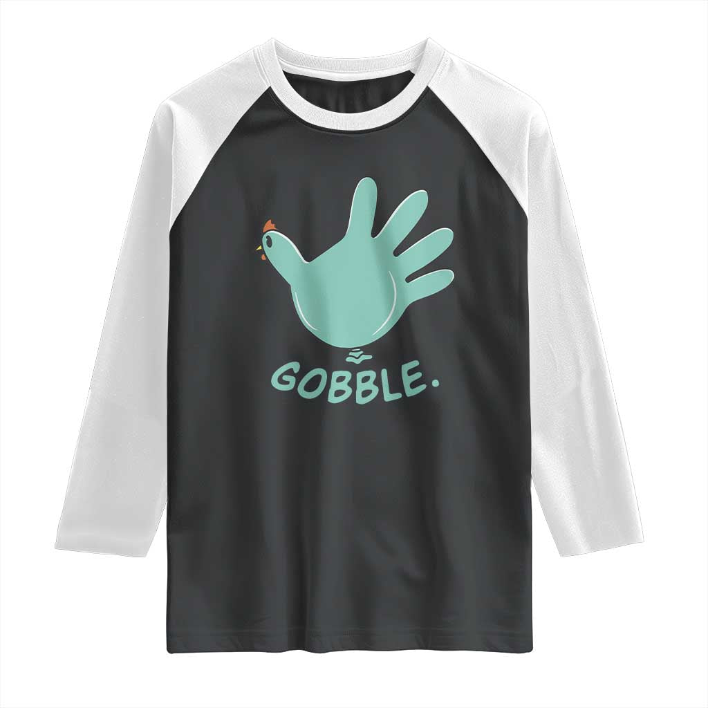 Thanksgiving Nurse Turkey Raglan Shirt Turkey Glove Cute Thanksgiving Thankful Nurse Medical Assistant TS10 Black White Print Your Wear