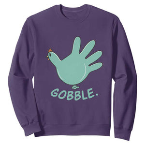 Thanksgiving Nurse Turkey Sweatshirt Turkey Glove Cute Thanksgiving Thankful Nurse Medical Assistant TS10 Purple Print Your Wear