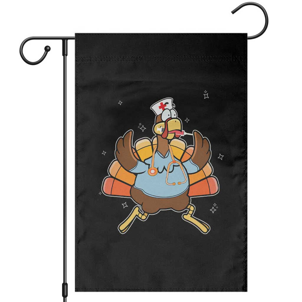 Thanksgiving Nurse Turkey Garden Flag Funny Nursing Student Gift Thankful Nurse Medical Assistant TS10 Black Print Your Wear