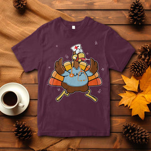 Thanksgiving Nurse Turkey T Shirt Funny Nursing Student Gift Thankful Nurse Medical Assistant TS10 Maroon Print Your Wear