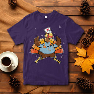 Thanksgiving Nurse Turkey T Shirt Funny Nursing Student Gift Thankful Nurse Medical Assistant TS10 Purple Print Your Wear