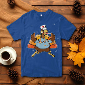 Thanksgiving Nurse Turkey T Shirt Funny Nursing Student Gift Thankful Nurse Medical Assistant TS10 Royal Blue Print Your Wear