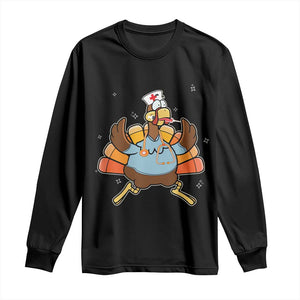 Thanksgiving Nurse Turkey Long Sleeve Shirt Funny Nursing Student Gift Thankful Nurse Medical Assistant TS10 Black Print Your Wear