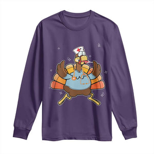 Thanksgiving Nurse Turkey Long Sleeve Shirt Funny Nursing Student Gift Thankful Nurse Medical Assistant TS10 Purple Print Your Wear