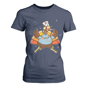 Thanksgiving Nurse Turkey T Shirt For Women Funny Nursing Student Gift Thankful Nurse Medical Assistant TS10 Navy Print Your Wear