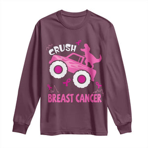 Crush Breast Cancer Awareness Long Sleeve Shirt Pink Ribbon Monster Truck Dinosaur TS10 Maroon Print Your Wear