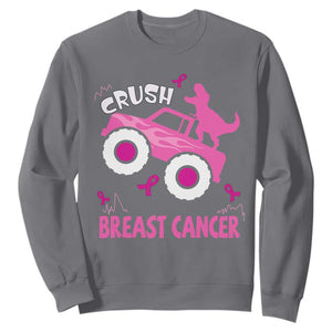 Crush Breast Cancer Awareness Sweatshirt Pink Ribbon Monster Truck Dinosaur TS10 Charcoal Print Your Wear