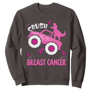 Crush Breast Cancer Awareness Sweatshirt Pink Ribbon Monster Truck Dinosaur TS10 Dark Chocolate Print Your Wear