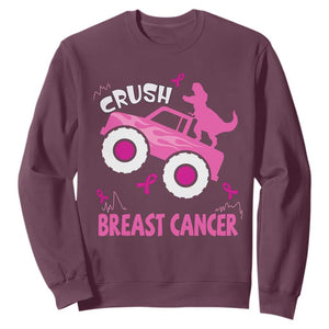 Crush Breast Cancer Awareness Sweatshirt Pink Ribbon Monster Truck Dinosaur TS10 Maroon Print Your Wear