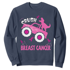 Crush Breast Cancer Awareness Sweatshirt Pink Ribbon Monster Truck Dinosaur TS10 Navy Print Your Wear