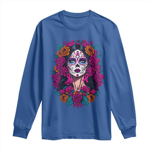 Dia De Los Muertos Catrina Day Of The Dead Sugar Skull Long Sleeve Shirt TS10 Royal Blue Print Your Wear