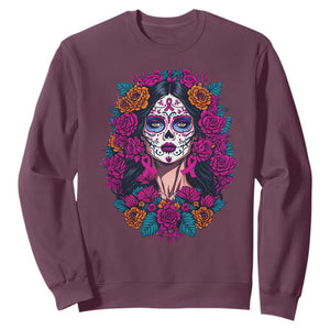 Dia De Los Muertos Catrina Day Of The Dead Sugar Skull Sweatshirt TS10 Maroon Print Your Wear