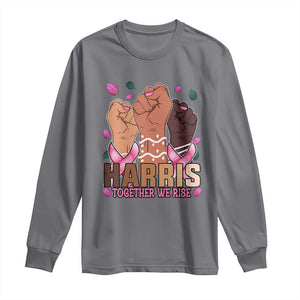 Breast Cancer Awareness Month Kamala Harris Long Sleeve Shirt In October We Wear Pink 2024 Together We Rise TS10 Charcoal Print Your Wear