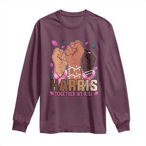 Breast Cancer Awareness Month Kamala Harris Long Sleeve Shirt In October We Wear Pink 2024 Together We Rise TS10 Maroon Print Your Wear