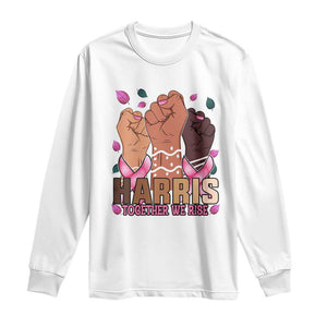 Breast Cancer Awareness Month Kamala Harris Long Sleeve Shirt In October We Wear Pink 2024 Together We Rise TS10 White Print Your Wear