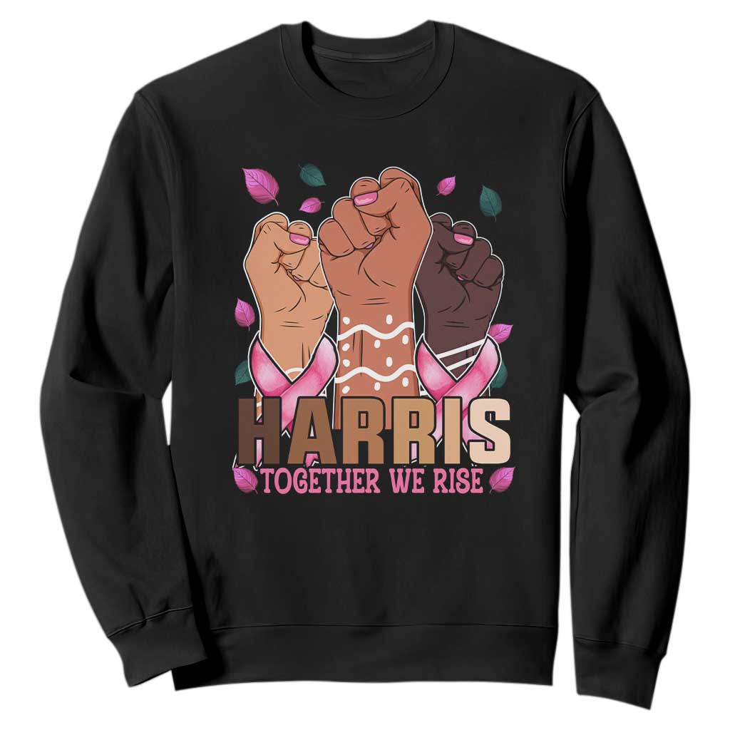 Breast Cancer Awareness Month Kamala Harris Sweatshirt In October We Wear Pink 2024 Together We Rise TS10 Black Print Your Wear