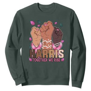 Breast Cancer Awareness Month Kamala Harris Sweatshirt In October We Wear Pink 2024 Together We Rise TS10 Dark Forest Green Print Your Wear