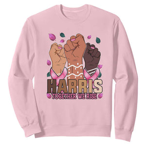 Breast Cancer Awareness Month Kamala Harris Sweatshirt In October We Wear Pink 2024 Together We Rise TS10 Light Pink Print Your Wear