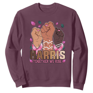 Breast Cancer Awareness Month Kamala Harris Sweatshirt In October We Wear Pink 2024 Together We Rise TS10 Maroon Print Your Wear