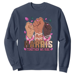 Breast Cancer Awareness Month Kamala Harris Sweatshirt In October We Wear Pink 2024 Together We Rise TS10 Navy Print Your Wear