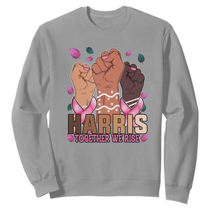 Breast Cancer Awareness Month Kamala Harris Sweatshirt In October We Wear Pink 2024 Together We Rise TS10 Sport Gray Print Your Wear