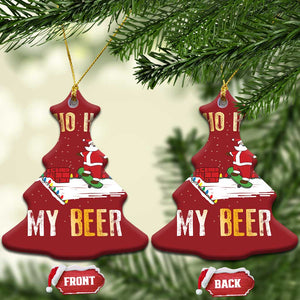 Beer Christmas Ornament Funny Santa Ho Ho Hold My Beer Skateboard Roof TS10 Christmas Tree Red Print Your Wear