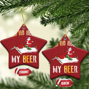 Beer Christmas Ornament Funny Santa Ho Ho Hold My Beer Skateboard Roof TS10 Star Red Print Your Wear