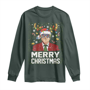 Funny Trump Xmas Long Sleeve Shirt Merry Christmas Santa TS10 Dark Forest Green Print Your Wear