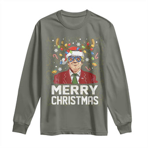 Funny Trump Xmas Long Sleeve Shirt Merry Christmas Santa TS10 Military Green Print Your Wear