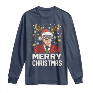 Funny Trump Xmas Long Sleeve Shirt Merry Christmas Santa TS10 Navy Print Your Wear