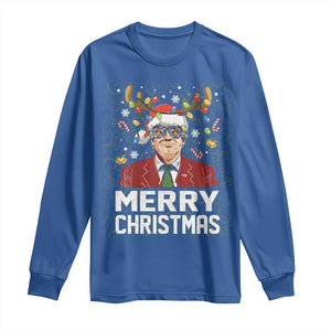 Funny Trump Xmas Long Sleeve Shirt Merry Christmas Santa TS10 Royal Blue Print Your Wear