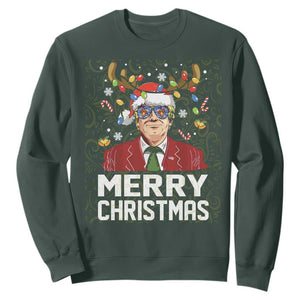 Funny Trump Xmas Sweatshirt Merry Christmas Santa TS10 Dark Forest Green Print Your Wear