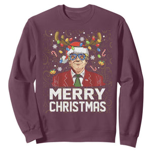 Funny Trump Xmas Sweatshirt Merry Christmas Santa TS10 Maroon Print Your Wear