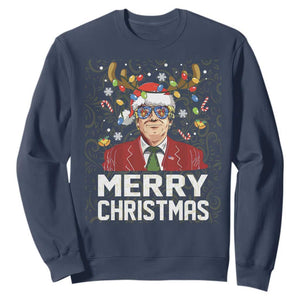 Funny Trump Xmas Sweatshirt Merry Christmas Santa TS10 Navy Print Your Wear