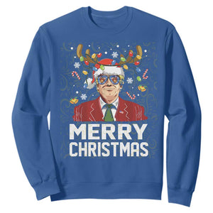 Funny Trump Xmas Sweatshirt Merry Christmas Santa TS10 Royal Blue Print Your Wear