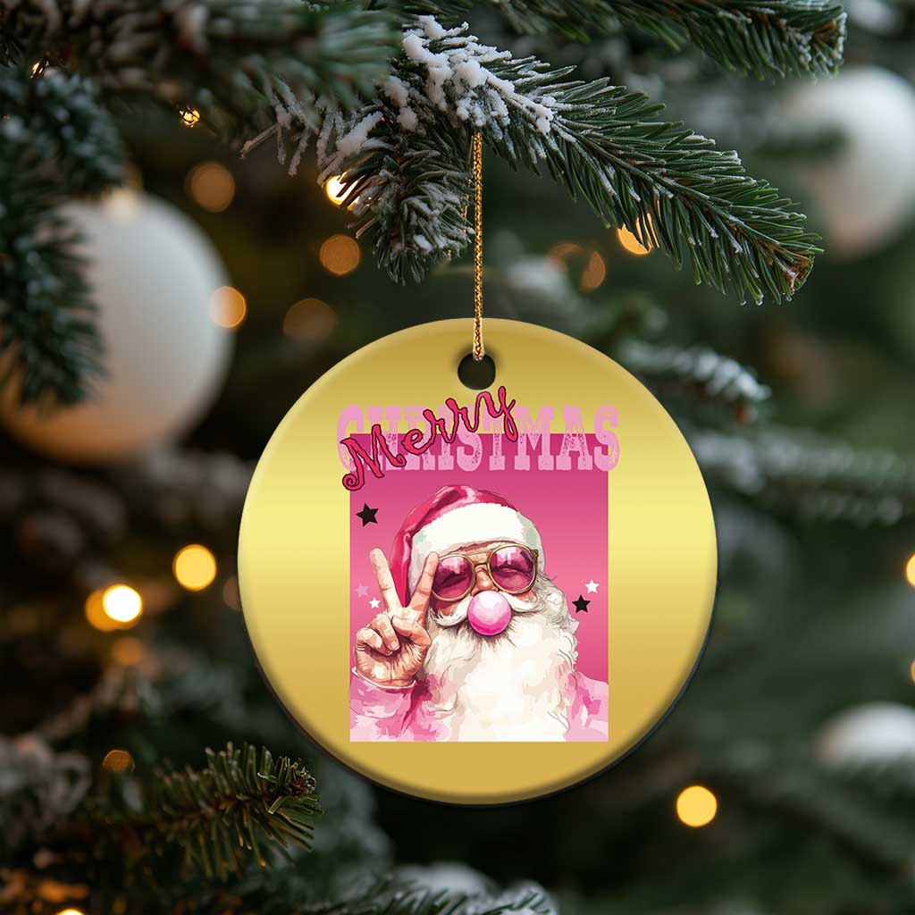 Pink Santa Retro Christmas Christmas Ornament Blowing Bubble Pink Xmas Matching Family Group Party TS10 Print Your Wear