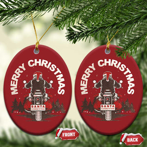 Motorcycle Christmas Ornament Santa Riding to Town Merry Xmas TS10 Oval Red Print Your Wear