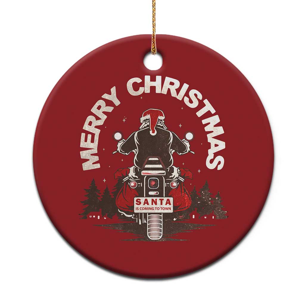 Motorcycle Christmas Ornament Santa Riding to Town Merry Xmas TS10 Print Your Wear