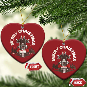 Motorcycle Christmas Ornament Santa Riding to Town Merry Xmas TS10 Heart Red Print Your Wear