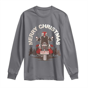 Motorcycle Christmas Long Sleeve Shirt Santa Riding to Town Merry Xmas TS10 Charcoal Print Your Wear