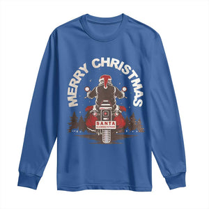 Motorcycle Christmas Long Sleeve Shirt Santa Riding to Town Merry Xmas TS10 Royal Blue Print Your Wear