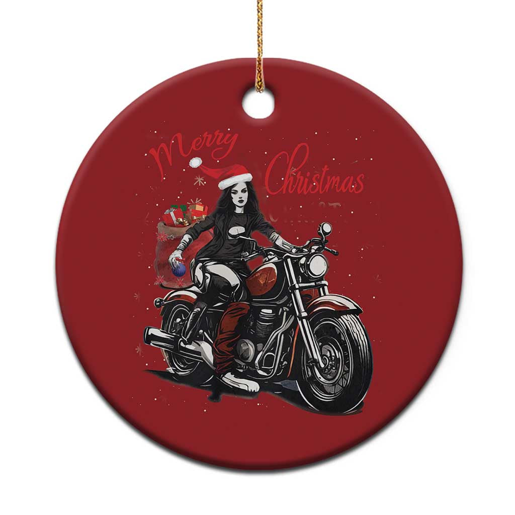 Girl Motorcycle Santa Christmas Ornament Lady Biker Merry Christmas TS10 Print Your Wear