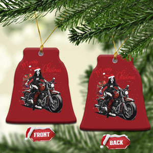 Girl Motorcycle Santa Christmas Ornament Lady Biker Merry Christmas TS10 Bell Flake Red Print Your Wear