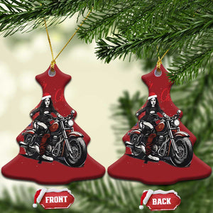 Girl Motorcycle Santa Christmas Ornament Lady Biker Merry Christmas TS10 Christmas Tree Red Print Your Wear