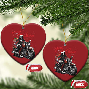 Girl Motorcycle Santa Christmas Ornament Lady Biker Merry Christmas TS10 Heart Red Print Your Wear