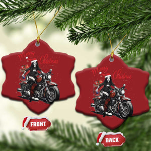 Girl Motorcycle Santa Christmas Ornament Lady Biker Merry Christmas TS10 Snow Flake Red Print Your Wear