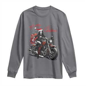 Girl Motorcycle Santa Long Sleeve Shirt Lady Biker Merry Christmas TS10 Charcoal Print Your Wear