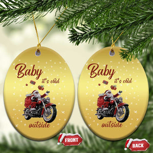 Funny Christmas Motorcycle Santa Christmas Ornament Xmas Motorbike Biker Gift TS10 Oval Gold Print Your Wear