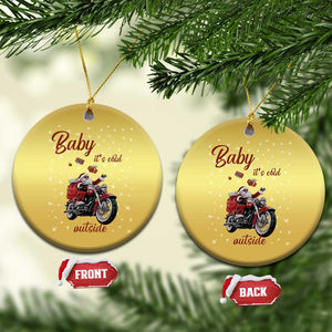 Funny Christmas Motorcycle Santa Christmas Ornament Xmas Motorbike Biker Gift TS10 Circle Gold Print Your Wear